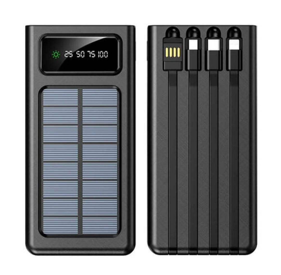 Solar Power Bank with Built-in 4 Charging Cables - Raffa Store