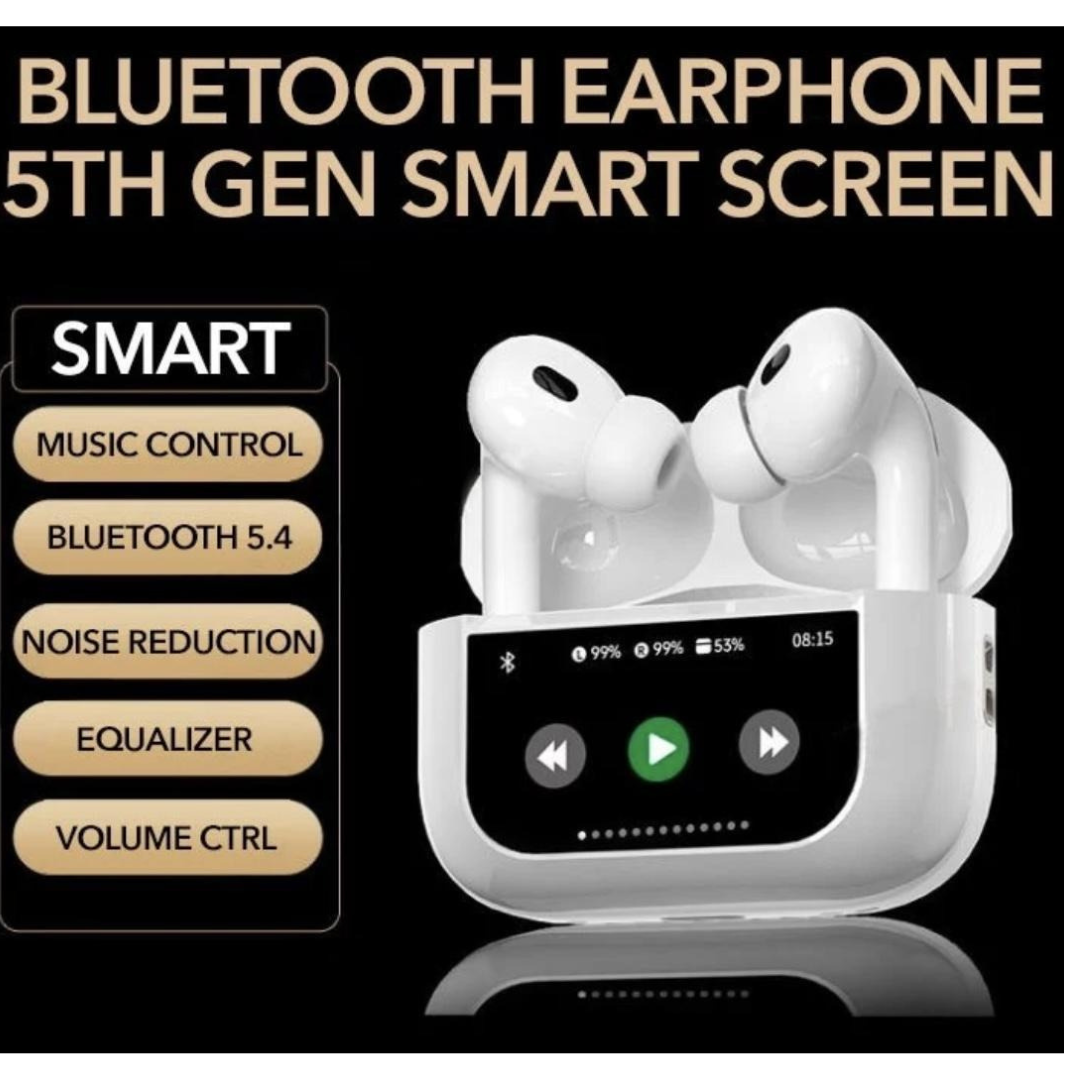 A9 Pro Earphones Wireless Bluetooth 5.4 Headset ANC Noise Reduction Mic Call Earbuds LED Touch Screen Control Headphone