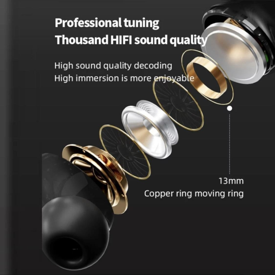 A9 Pro Earphones Wireless Bluetooth 5.4 Headset ANC Noise Reduction Mic Call Earbuds LED Touch Screen Control Headphone